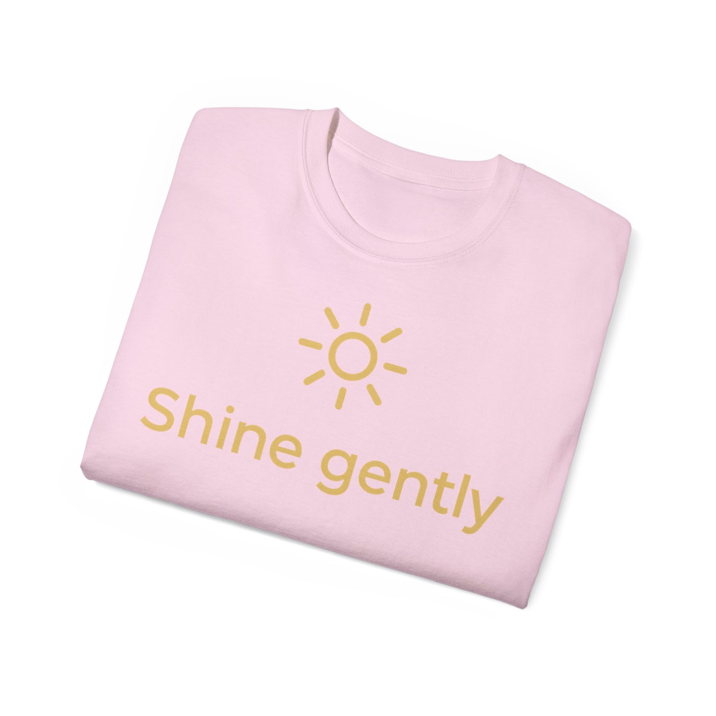 Shine Gently Sun Graphic Tee — Inspirational Minimalist Cotton T‑Shirt
