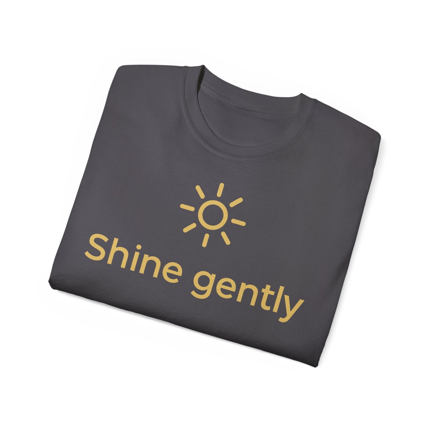Shine Gently Sun Graphic Tee — Inspirational Minimalist Cotton T‑Shirt