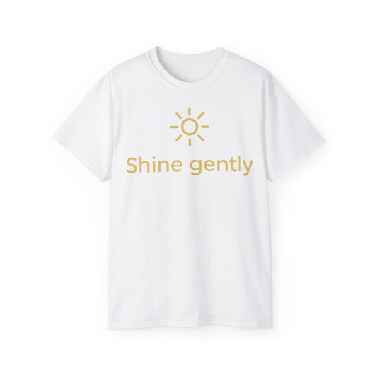 Shine Gently Sun Graphic Tee — Inspirational Minimalist Cotton T‑Shirt
