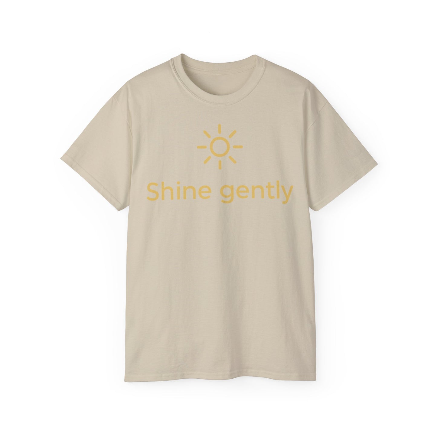 Shine Gently Sun Graphic Tee — Inspirational Minimalist Cotton T‑Shirt