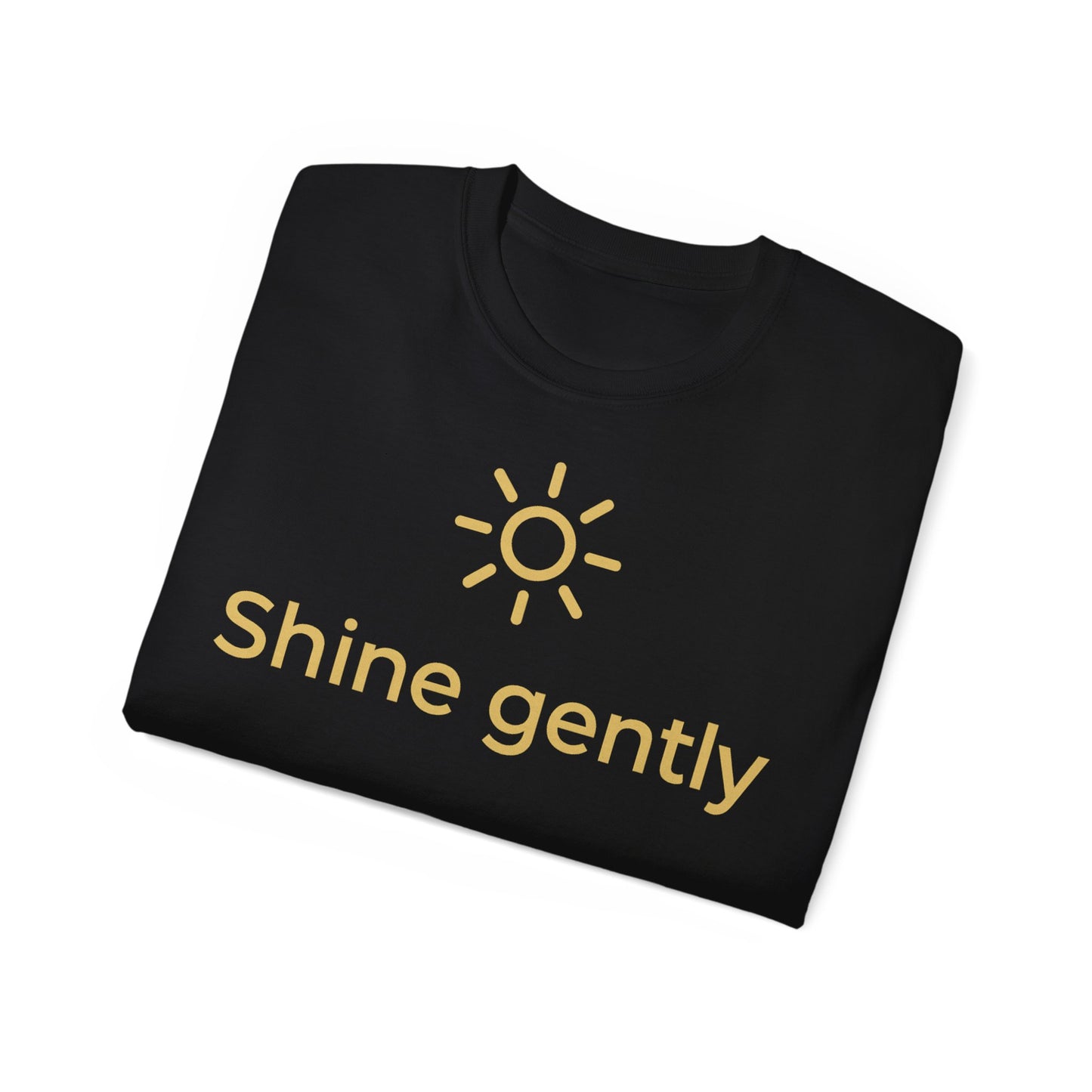 Shine Gently Sun Graphic Tee — Inspirational Minimalist Cotton T‑Shirt