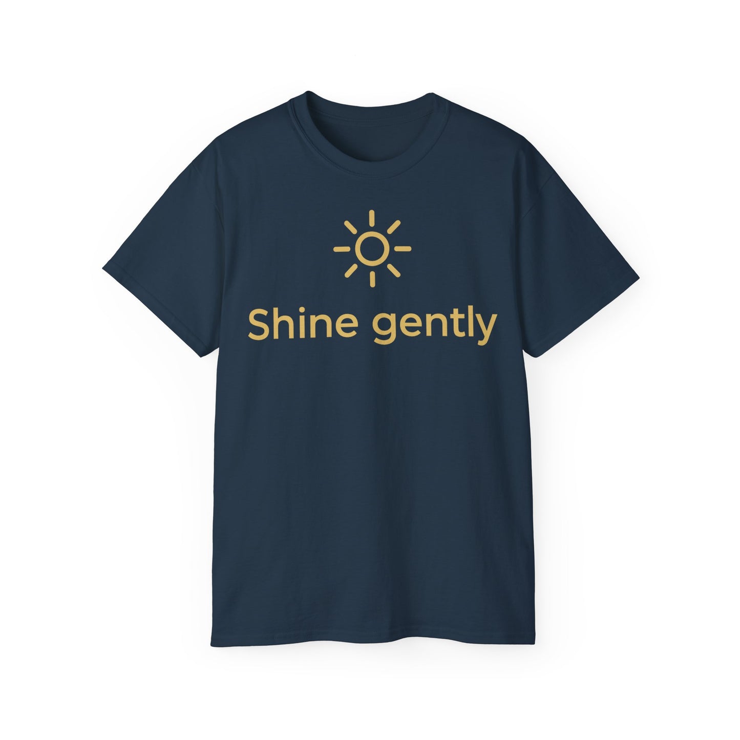 Shine Gently Sun Graphic Tee — Inspirational Minimalist Cotton T‑Shirt