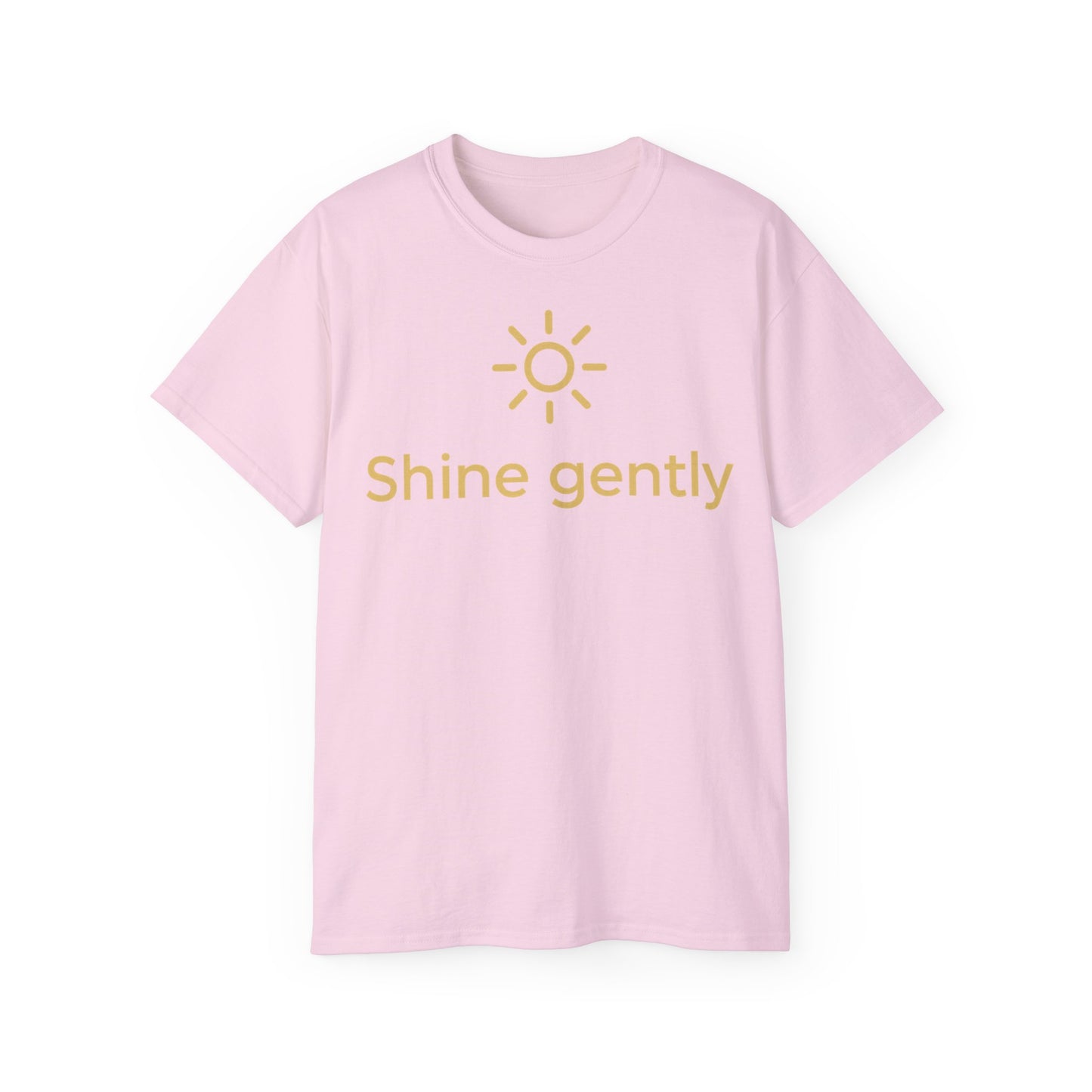 Shine Gently Sun Graphic Tee — Inspirational Minimalist Cotton T‑Shirt