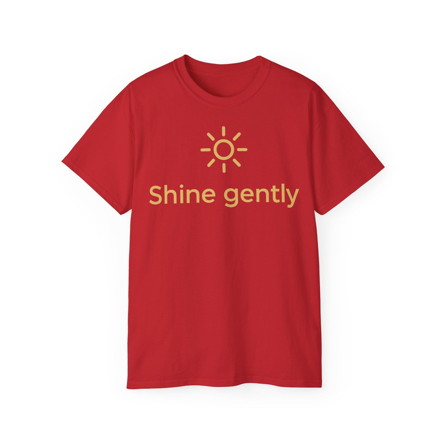 Shine Gently Sun Graphic Tee — Inspirational Minimalist Cotton T‑Shirt