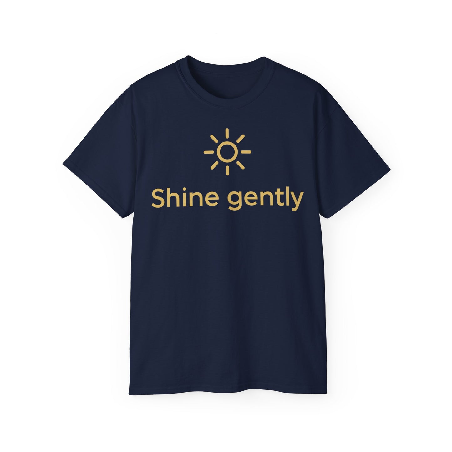 Shine Gently Sun Graphic Tee — Inspirational Minimalist Cotton T‑Shirt