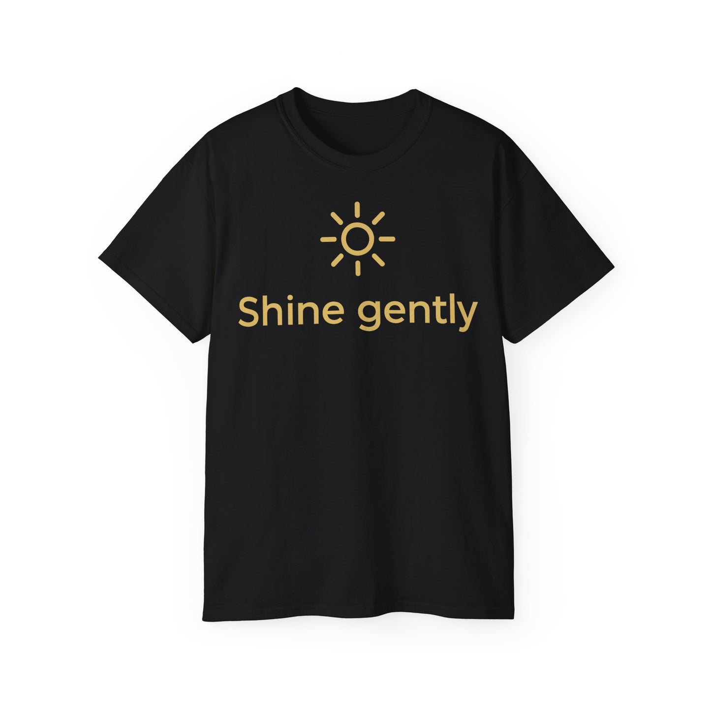 Shine Gently Sun Graphic Tee — Inspirational Minimalist Cotton T‑Shirt