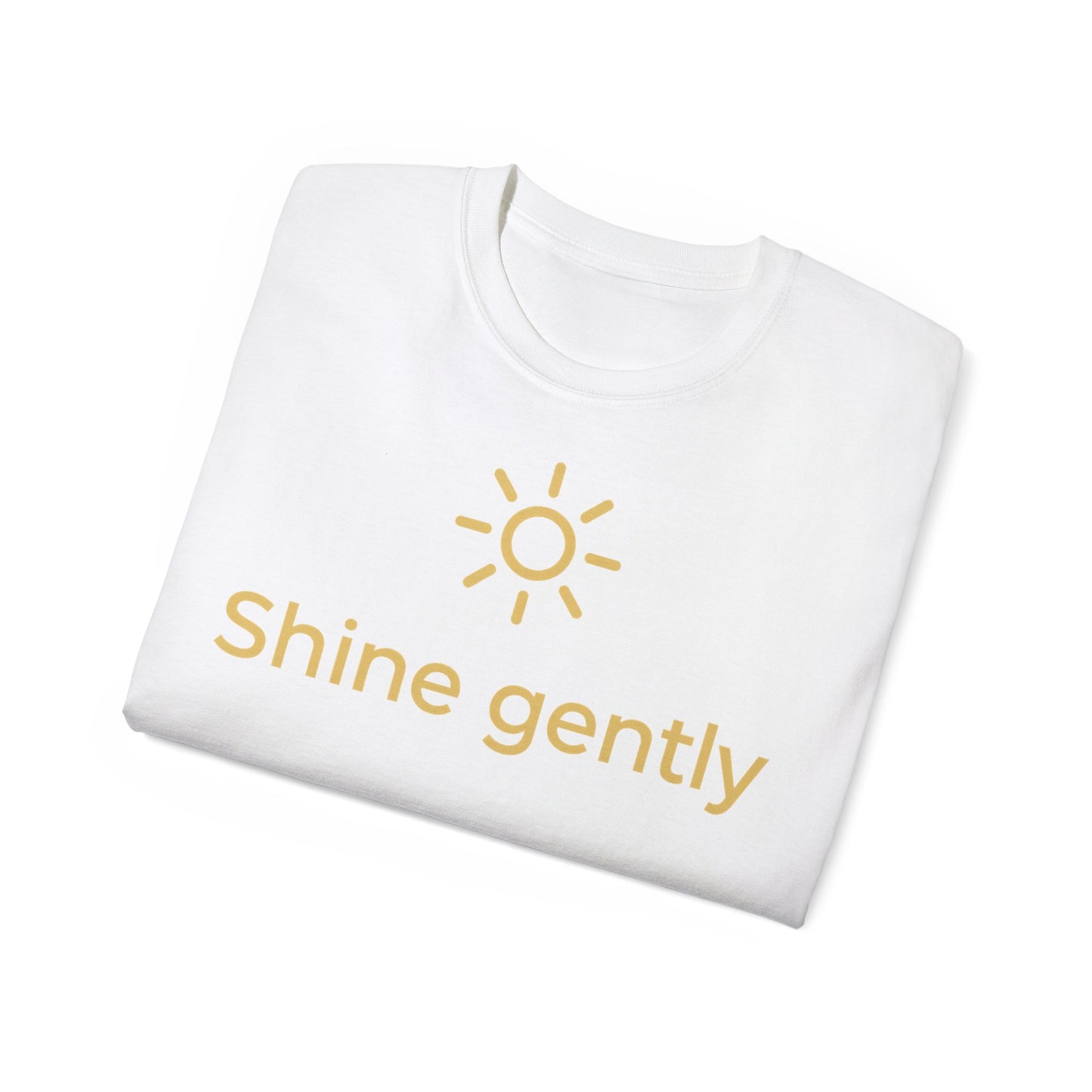 Shine Gently Sun Graphic Tee — Inspirational Minimalist Cotton T‑Shirt