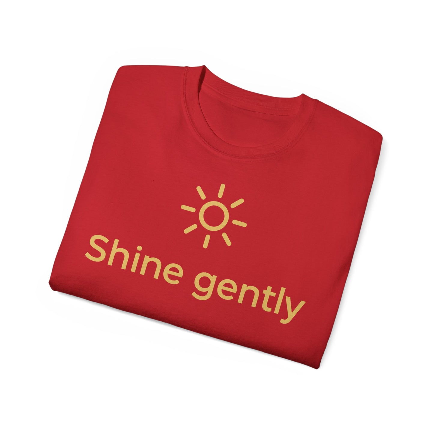 Shine Gently Sun Graphic Tee — Inspirational Minimalist Cotton T‑Shirt