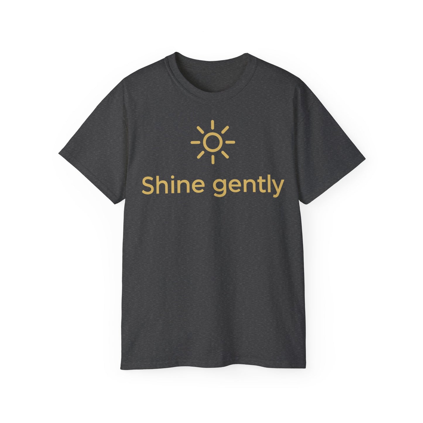 Shine Gently Sun Graphic Tee — Inspirational Minimalist Cotton T‑Shirt