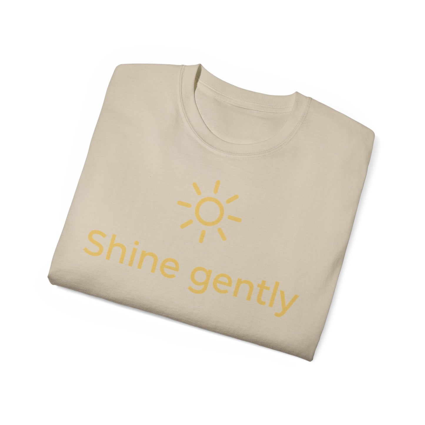 Shine Gently Sun Graphic Tee — Inspirational Minimalist Cotton T‑Shirt