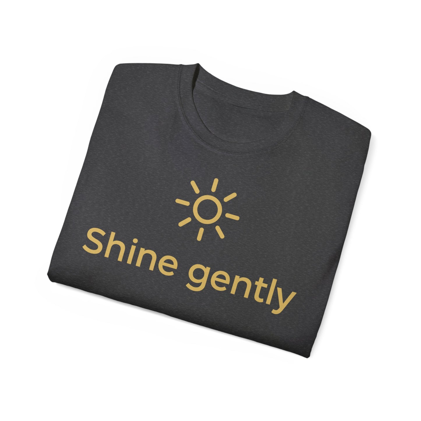 Shine Gently Sun Graphic Tee — Inspirational Minimalist Cotton T‑Shirt
