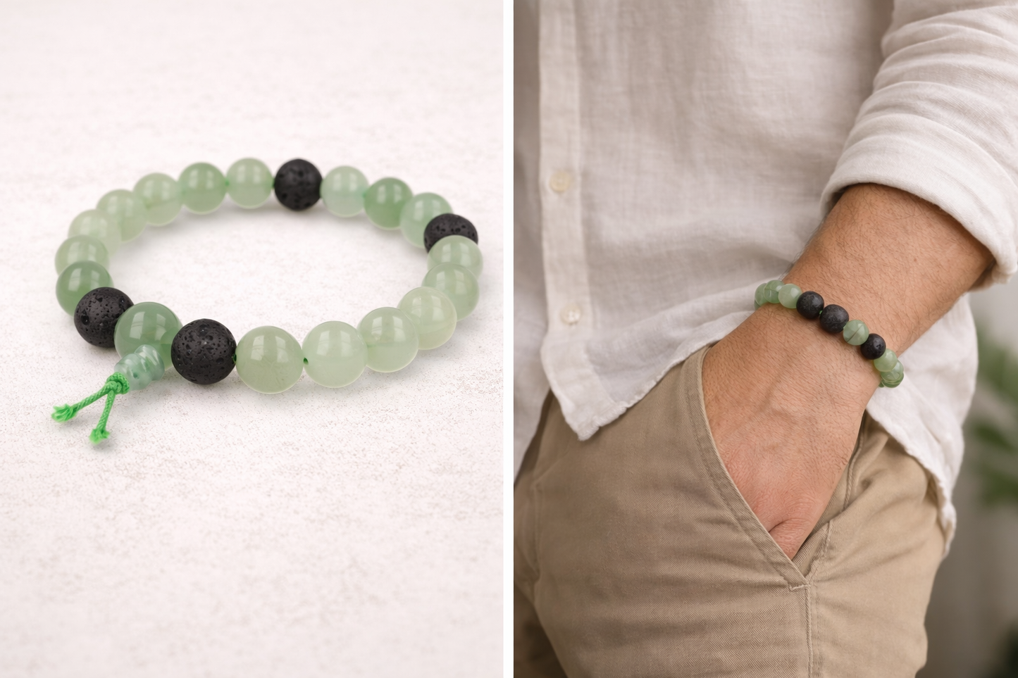 Groene Aventurijn Powerbead Armband voor Mannen – 10 mm